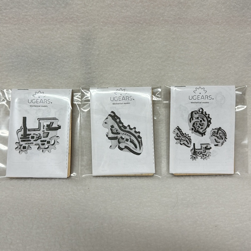 U-Fidget Tribiks 3-Piece Wooden Gear Puzzlez Tractor Cat Heart Great Gift!